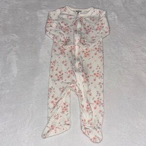 Gerber Floral Print Kids One Piece zip up footie/ sleeper